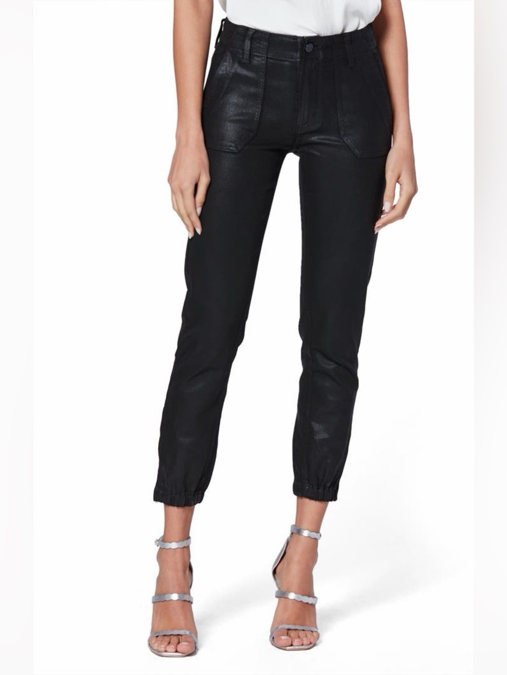 PAIGE Mayslie Jogger in Black Fog Luxe Coating-Size 28